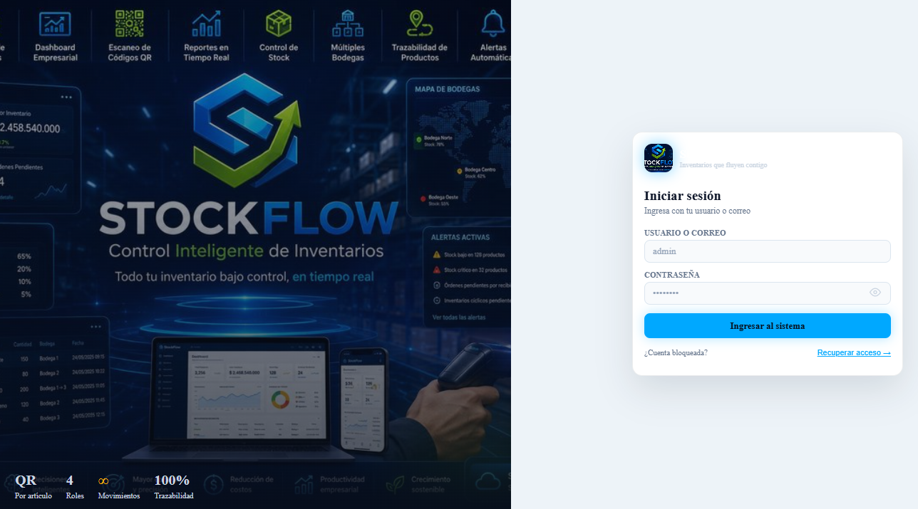Inicio de sesión de StockFlow Inventarios